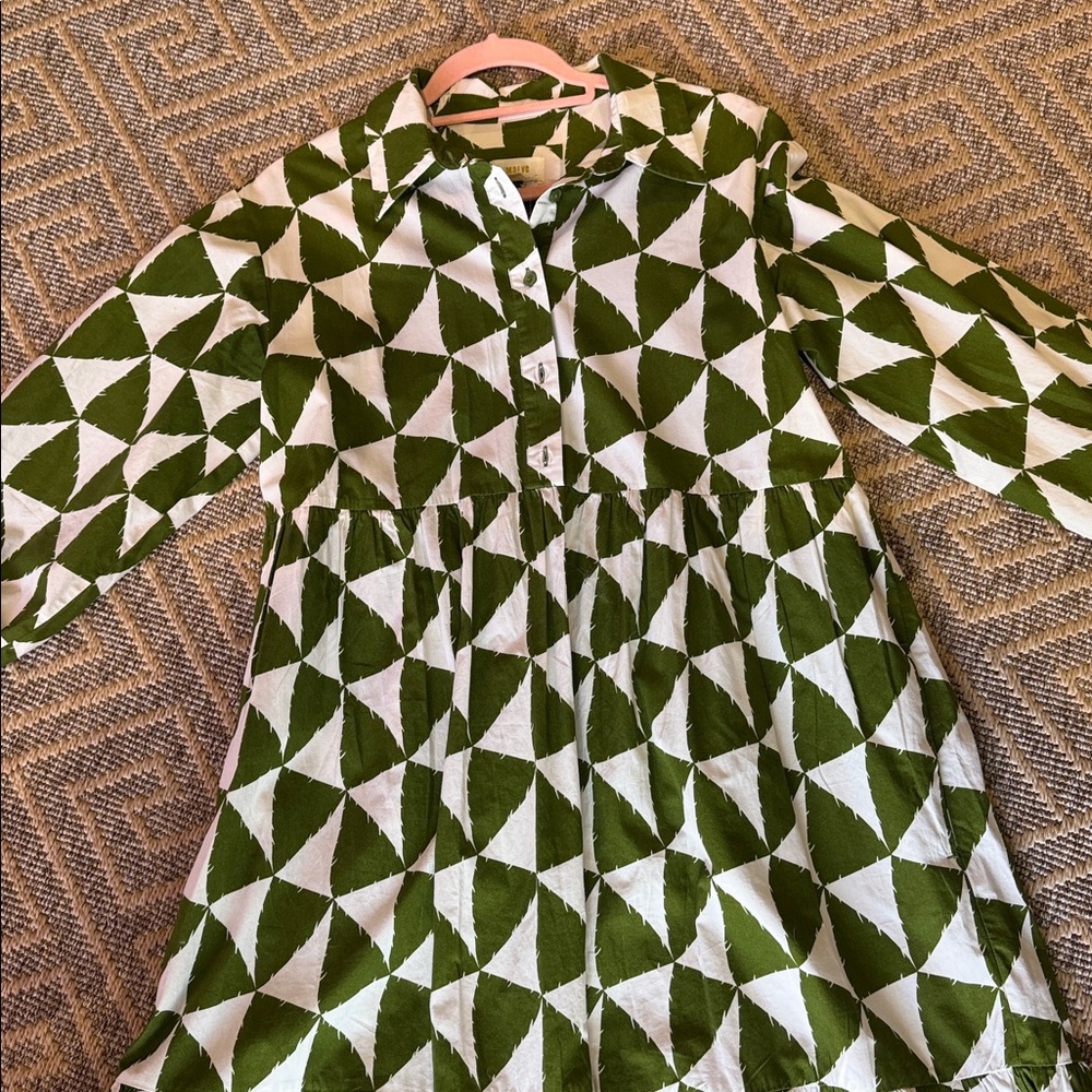 Maeve Green and White Geometric Maxi Dress - Picture 6 of 9